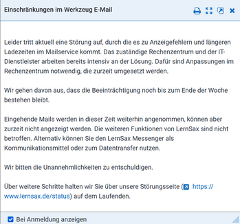 Lernsax Mailservice Einschränkung